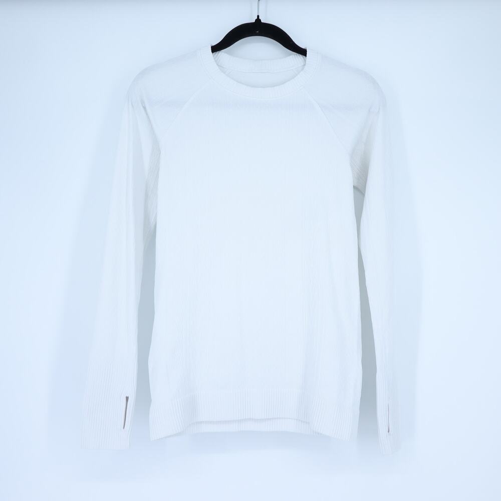 LULULEMON Restless Knit Top Long Sleeve Pullover White Aerial Current Women's 4